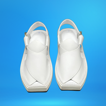 White kaptan premium hand made chappal (Made On Demand)